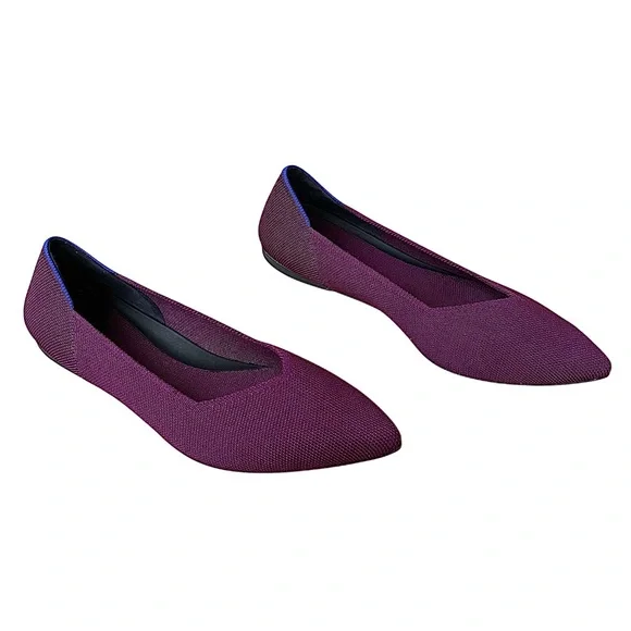 ROTHY’s “The Point II” Maroon & Gold Woven Flats - Picture 3 of 14